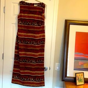 Kathie Lee Collection Pretty Print,Long Dress, size L,side slit,silky fabric,new